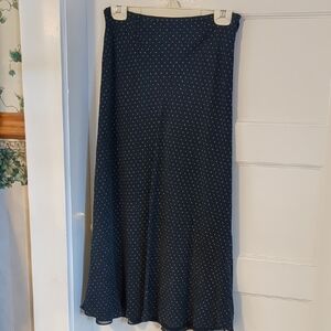J G Hook Flowy Dotted Navy Fully Lined Midi Skirt 10P